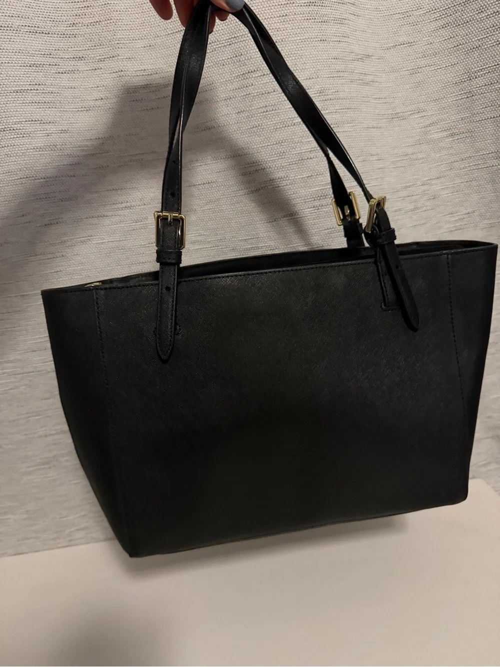 Tory Burch Black Saffiano Leather New York Buckle Tote